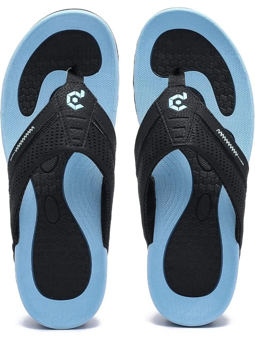 Men's Black&Blue Flip-flops Thongs Sandals Durable Comfort Slippers For Casual